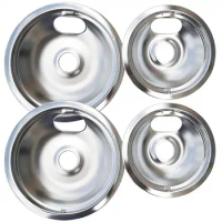 4Pcs 6/8-Inch Cooktop Drip Pan Round Electric Stove Top Burner Chrome Filter Tray Holder Kitchen