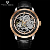PAGANI DESIGN Automatic Mechanical Genuine Leather Male Wristwatch Waterproof Top Brand Luxury Rose Gold Skeleton Men Watch 1638