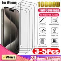 3-5Pcs Tempered Glass for iPhone 11 12 13 14 15 Pro Max Screen Protector for IPhone 13 12 Mini 6 7 8 14 Plus SE X XS XR Glass