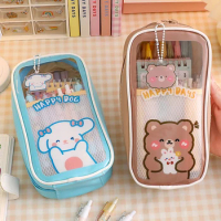 Transparent Large Capacity Student Pencil Case Kawaii Stationery Bags Pens Transparent Pen Bag School Pencil Cases Boxes Pouch