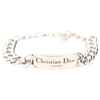 DIOR Christian Dior Couture 金屬標誌牌粗鏈手鍊(銀色)