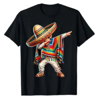 Mexican Boy Dabbing Poncho Cinco De Mayo T-Shirt Dabbing Mexican Poncho Costume Boys Fashion Sons Nephews Gifts Mexico Party Tee