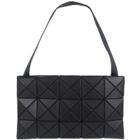 【ISSEY MIYAKE 三宅一生】BAOBAO 皮紋方格3x5斜背包(黑色/中)