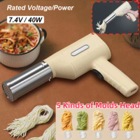 Electric Pasta Noodle Maker 5 Molds Automatic Pasta Maker Rechargeable Small Utility Kitchen Gadget