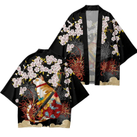 Haori Kimono, In Hình Mèo Nhật Bản, Phong Cách Yukata Samurai, Dành Cho Nam Và Nữ, Quần Áo Châu Á Tr