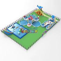 Inflatable dry playground Land Water Park,Inflatable Pool With Slide,water games,inflatable aqua amusement park