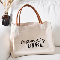Mamas Girl Women Canvas Mom Grandma Nana Mimi Gigi Gift for Mother's Day Baby Shower Beach Travel Customize Tote Bag