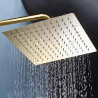 Rushed Golden Shower Head Bathroom Sus 304 Stainless Steel Rainfall Rain Wall Mounted 8 "/10"/12" Shower Head Faucet Accessories