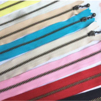 20pcs/lot 3# Vintage Metal Zipper Close End Decorative Slider Puller Tailor Bag Patchwork Sewing Accessories 15cm 20cm 45cm