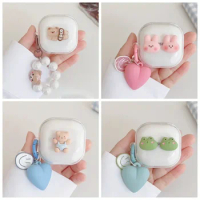 For Samsung Galaxy buds2 2Pro / buds FE / buds live Case Cute bear Cover silicone Transparent Earphone Cover with Keychain cover