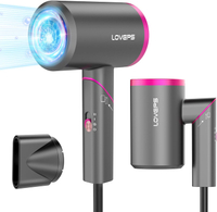 Hair Dryer Without Diffuser1800W Foldable Ionic Travel Blow Dryer for Women Low Noise Hair Dryer wit