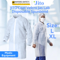 Jas Laboratorium JITO Coat Velcro & Kancing | Disposable Spunbond JAS LAB MEDIS VELCRO Safety Putih