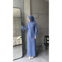 Ameena Dress Ceruti Ootd Hijab Fashion Simple Seragam Bridesmaid Kondangan BIGSIZE DRESS+HIJAB DENIM