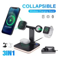 3 in 1 Magnetic Wireless Charger Stand For iPhone 14 13 12 Mini Pro Max iWatch Watch Airpods Pro 20W QI Fast Charge Dock Station
