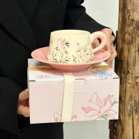 🔥快速出貨🔥 公司貨 復古原創設計百合花陶瓷咖啡杯碟套裝下午茶花茶杯高顏值伴手禮物