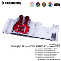 BARROW Water Block use for Colorful iGame RTX 3090 Advanced OC /iGame RTX 3080 Ultra OC GPU Card Header A-RGB cooling block