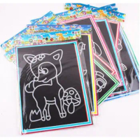 10pcs/Set Drawing Board Magic Scratch Art Child Painting Creative Cards Stickers Learning Education Toy Coloring Books For Kids