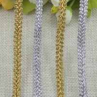 100M Gold Silver Trim Ribbon Curved Lace Fabric Sewing Centipede Braided Lace Wedding Craft DIY Clothes Accessories Home Decor