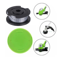 1Pcs 1.5mmx6m Trimmer Spool Line + 1Pcs Cap Cover For Greenworks 21287 24V Grass Cutter String trimmer Replacement Part Acss