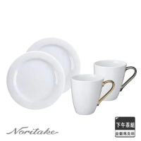 【日本 Noritake】極簡系列-馬克對杯組(金/銀)禮盒 贈點心盤