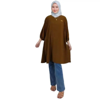 Baju Tunik Polos Crinkle Airflow, Tunik Wanita Murah, Atasan Kerja Lembut, Baju Casual Top Cewek Dew