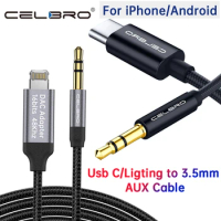 8 Pin Usb Type C To 3.5mm Aux Audio Cable Headset Speaker Headphone Jack Adapter Car Aux for Samsung iPhone 15 Oneplus Xiaomi