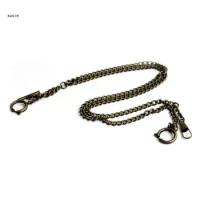 X7YA Double Albert Chain Vintage Pocket Watch Chain Curb Link Chain Clip Pocket Chain for Pocket Watch Keys Pendants