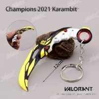 ToyTime New Valorant 12cm Metal Alloy Keychain Elderflame Dagger Bali Song Karambit Mini Weapon Mode