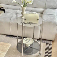 Bauhaus Acrylic Removable round Trolley Rack Living Room Sofa Side Table Bathroom Kitchen Dining Cart