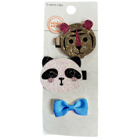 Set Klip Rambut Wonder Nation Girls 3 Salon Rekaan Harimau Panda dan Pita untuk Umur 3+7598 - Pins,