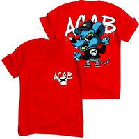 Kaos Atasan dewasa PRIA/WANITA T-shirt kaos Oblong Distro MOTIF ACAB Merah L