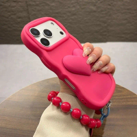 Sarung telefon 3D comel bertema cinta dengan gelang manik untuk OPPO A60, A40, A40M, A3, A3X, A18, A