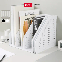 ขายดี กล่องเอกสารตั้งโต๊ะ Deli แบบพับได้ ใส่แฟ้ม/หนังสือ ขนาด A4 ปรับขยายได้ตามต้องการ Magazine Hold