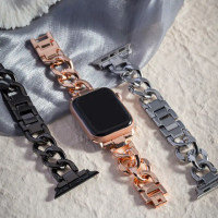 【ALL TIME 完全計時】Apple Watch S7/6/SE/5/4 42/44/45mm 小香風金屬鋼錶帶_贈調錶帶工具