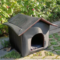 Outdoor Pet House Stray Cats Dogs Shelter Waterproof Oxford Cloth Dog House Pets Tent Cave Cat Bed Dog Bed Kitten Puppy House