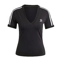 Adidas 3 S V-NECK Tee IU2416 女 短袖上衣 深V領 經典 三葉草 休閒 時尚 黑