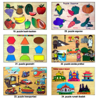 Puzzle Kayu Alphabet Huruf Angka Gambar Binatang Mobil Hijaiyah Mainan