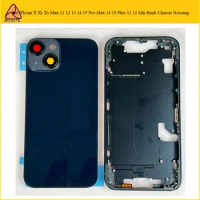 10Pcs Back Housing cover For iPhone 11 12 13 14 Pro Max 13 12 Mini X Xr Xs Battery Rear Door Chassis Frame with Side Buttons