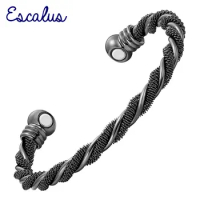 Escalus Black Gun Plated Magnetic Copper Bangle For Women Romantic Men Charm Bangle Bracelets Wristband Supreme Quality