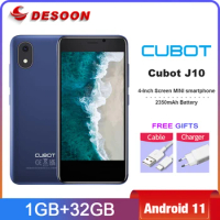 Cubot J10 Smartphone Android 11 4-Inch Screen MINI Mobile Phones 32GB ROM Dual SIM 3G Face ID 2350mAh 5MP Celular Cellphone