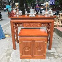 Bàn thờ gỗ gõ đỏ chạm họa tiết sen BTC 078, bàn thờ gia tiên hiện đại