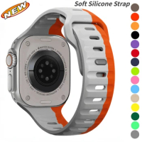 Soft Silicone Strap For Apple Watch Ultra 2 49mm Serise 9 8 7 45mm 41mm Sport Bracelet Wristband iWatch 6 5 4 se 44mm 40mm Band