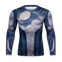 Men's Compression Long Sleeve Slim Fit Track Shirt Cool Lightning or Flash Athletic Workout Running Long Sleeve T-Shirt（22456）
