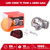 COD Senter Kepala Headlamp 75 Watt Aoki Ak-H075 Cahaya Putih Professional Super Terang 4800mAh Tahan