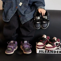 2025 new spring and autumn children's shoes, big kids' sneakers, boys' trendy high-top sports shoes,