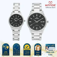 Mirage Jam Tangan Pria Analog 8859 M Silver Original Stainless Couple Plat Hitam