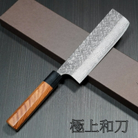 義實 菜切 切片刀 片刀 片鴨刀 VG10不鏽鋼 槌目 洪都拉斯紅木八角柄 160mm KA406【極上和刀】【日本高品質菜刀】