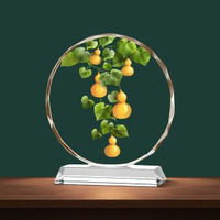 全城熱賣 - 五福臨門葫蘆水晶擺件客廳玄關電視櫃裝飾品鎮宅新房喬遷開業禮物五福臨門【特大號】高32*30cm直徑水晶底座款