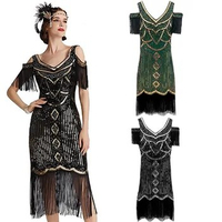 1920s Flapper Vintage Evening Dress Tassel Dress 20s Great Gatsby Party Sequins Beaded Dress Halloween Charleston Dance Dress