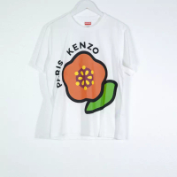 Kenzo Kaos KENZO PARIS BIG BOKE FLOWER RED GREEN WHITE TSHIRT100% ORIGINAL